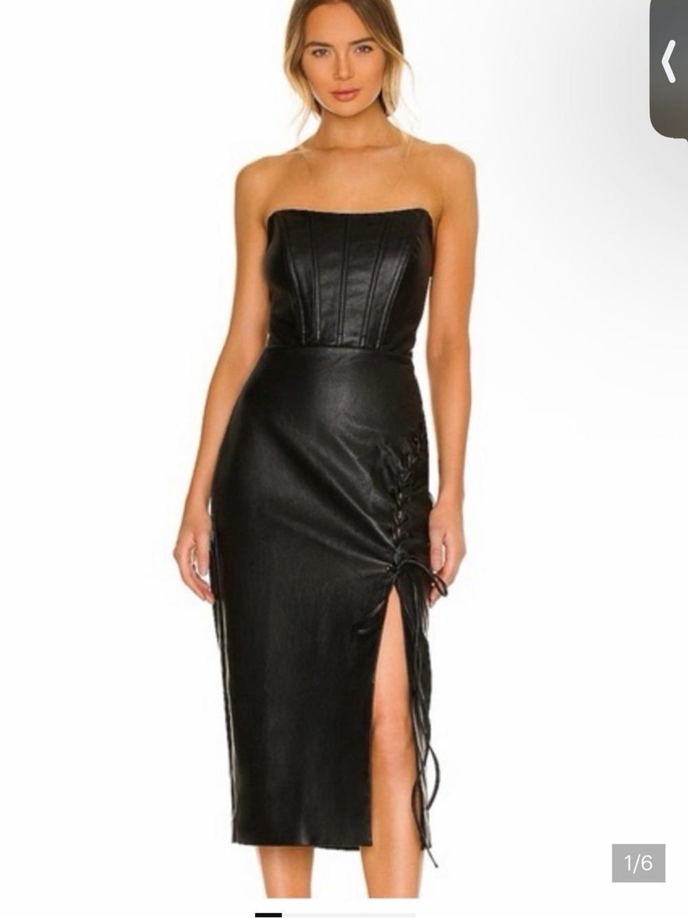 Revolve- NBD Black Strapless faux leather Dress